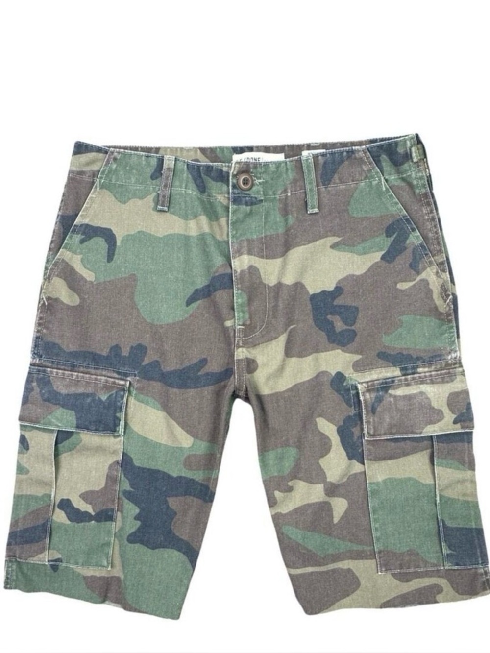 RE/DONE Originals Green Camouflage Cargo Crop Shorts  - Sample Size 26